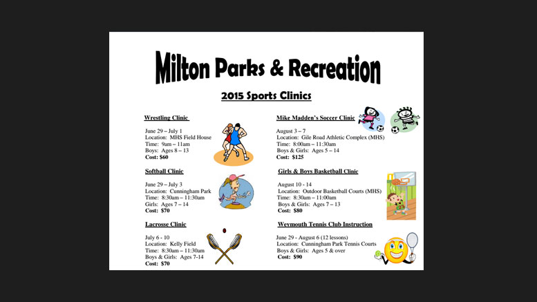 2015 Milton Parks & Recreation sports clinics