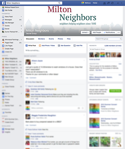Screenshot of Milton Neighbors Facebook group