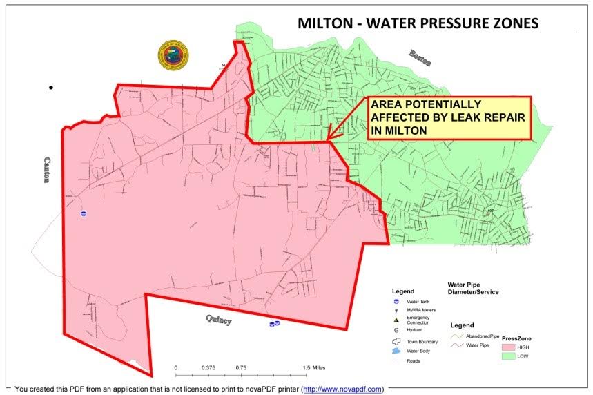 Milton water pressure zones map