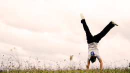 A person doing a handstand