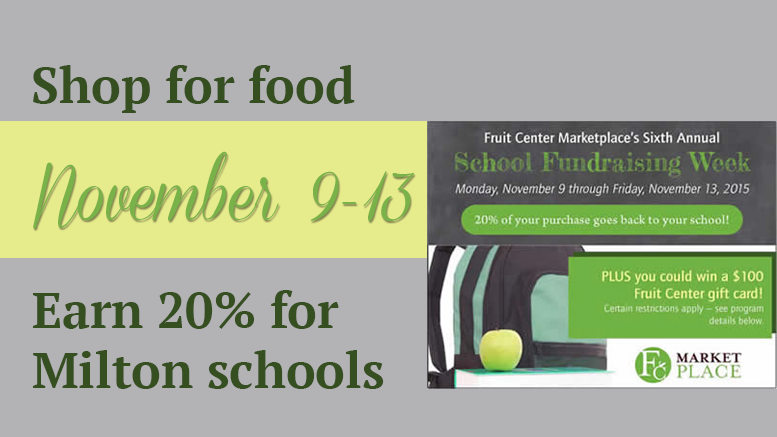 Shop for food Nov 9-13. Earn 20% for Milton schools.
