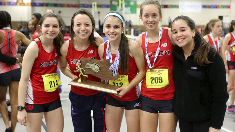 Milton High School Girls Indoor Track and Field win MIAA Division IV States . Photo by Alexis Belash.