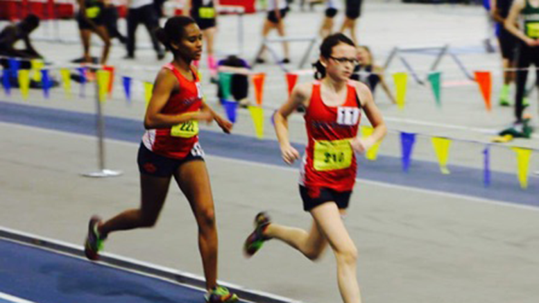 Milton High School Girls Indoor Track and Field win MIAA Division IV States . Photo by Alexis Belash.