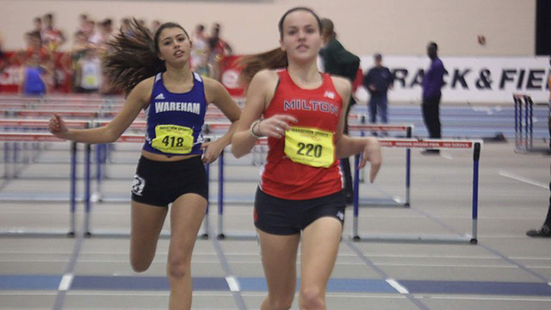Milton High School Girls Indoor Track and Field win MIAA Division IV States . Photo by Alexis Belash.