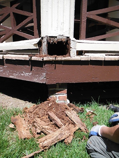 The construction project will include restoring the columns on the museum’s porches.