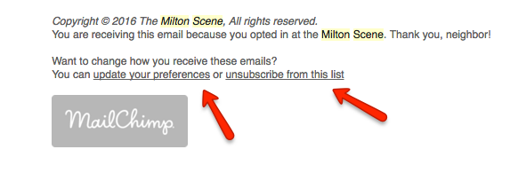 Milton Scene Daily email