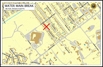 Water Main Break on Gulliver St