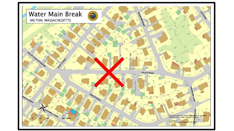 Alert: Water Main Break on Valley Road in Milton