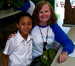 Jane Lundquist, Milton resident and St. Michael’s parishioner, with a student at Safe Passage in Guatemala.