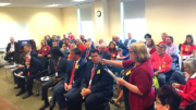 Milton resident and CAC rep Cindy Christiansen speaks at the Sept 15. Massport board meeting to voice concerns of plane abuse