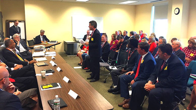 Rep. Walter Timilty attends Massport board meeting to voice concerns of plane abuse