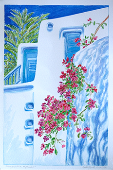 Beth Neville, Bougainvillea, Mykonos Greece