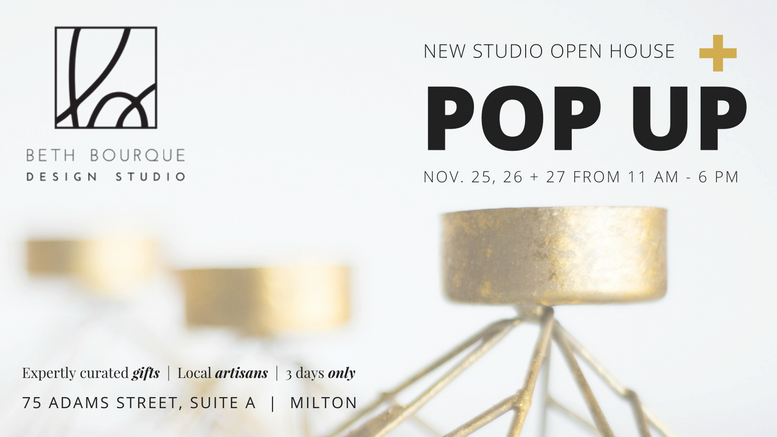 3 days only! Holiday Pop Up Shop to take place at Beth Bourque Design Studio