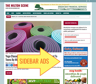 Advertise on the Milton Scene: Sidebar Ad