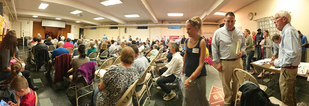 The East Congregational Church was packed to capacity with East Milton residents who wanted to learn about the proposed "friendly 40B" development
