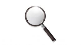 A magnifying glass on a white background.