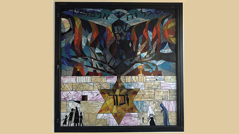 Holocaust window installation at Beth Shalom