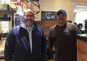 Joe Papagno (left), Vice President of Coldwell Banker in Milton which is sponsoring Winter Fest, stopped by Bents recently to see all the renovations. He met Larry Mondene, the new owner of Bents, who will be competing in the chili cook off for the first time. As a judge of the cook off, Papagno will have an opportunity to cast his vote for Bents.