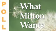 A dandelion with the words Poll: What Milton Wants.