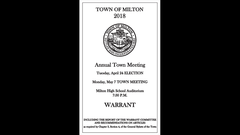 May 2018 Milton Town Warrant