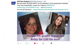 12 year old Miltonian raises over $18,000 for American Cancer Society in honor of her aunt