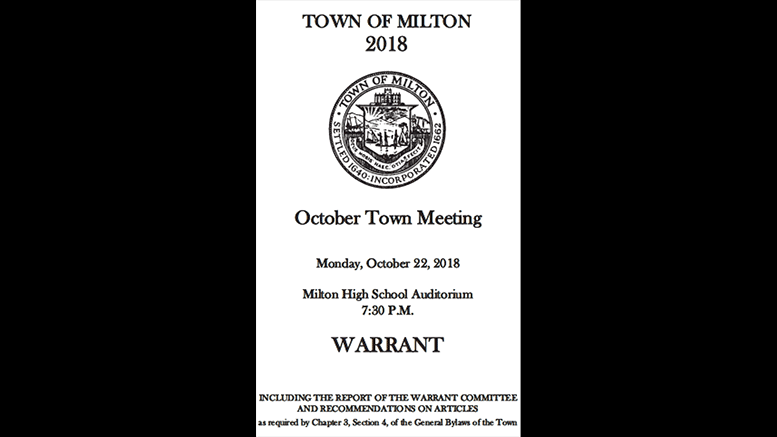 Milton town meeting warrant