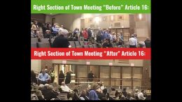 Right section of town meeting before and after.