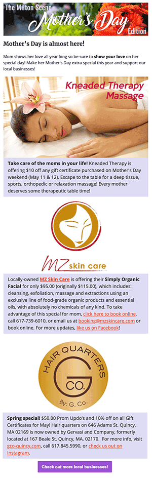 sample mother's day newsletter ad email