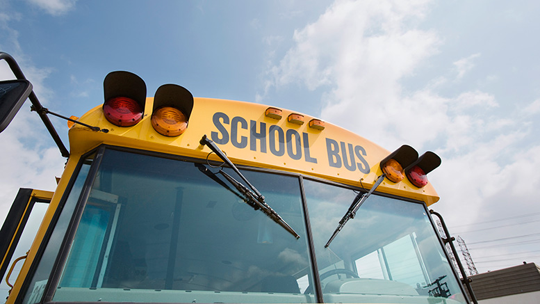 School bus windshield