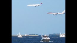 This image shows two planes landing in parallel on runways 4L and 4R, which both fly over Milton. The photo was taken by Professor Alvin Roth, the Gund Professor of Economics and Business Administration Emeritus at Harvard and winner of the 2012 Nobel Prize in Economics.