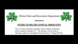 Milton parks & Rec Irish Step 2020