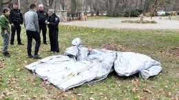 Escape slide from Boeing airplane, dropped in Milton, MA. Photo by Kevin Brown.