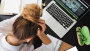 stressed woman at computer