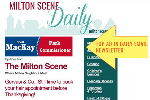 The Milton Scene Daily newsletter political ad