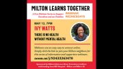 MSAPC presents: There is No Health Without Mental Health with Ivy Watts, Wed. May 13