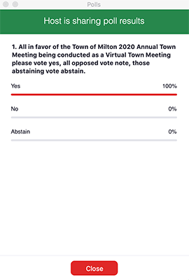 Milton virtual town meeting poll