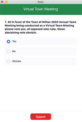 Milton virtual town meeting poll