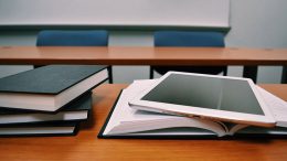 school desks ipad books