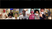 A group of people wearing face masks and giving thumbs up while Superintendent Jette releases updates for week of September 24 in 2020.