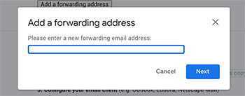 gmail filtering settings forward address