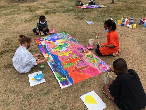 Milton residents Aidan Murphy, Carter Dedier, Aedan Cooper, and Lindsey Fiske all pitched in creating this panel of Hope.