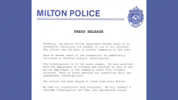 Milton Police Department issues press release regarding officer accused of threatening boys over Black Lives Matter support