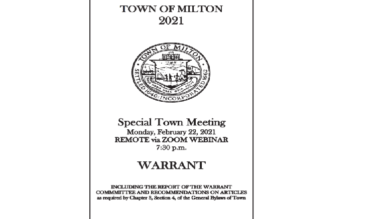 milton town warrant 2021