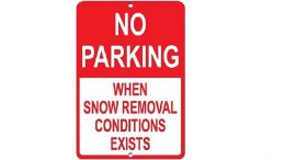 No parking during snowstorm sign.