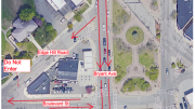 A map showing the intersection of eagle hill road and the MassDOT Advisory update for East Milton Square bridge deck construction.