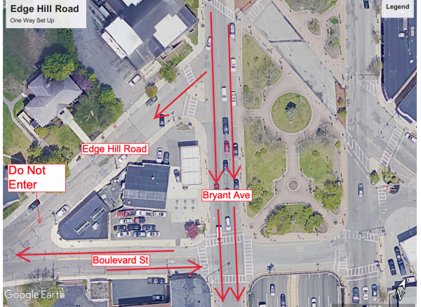 A map showing the intersection of eagle hill road and the MassDOT Advisory update for East Milton Square bridge deck construction.