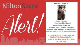 A poster with the words "Milton MISSING PERSON alert" for Edward "Ted" Fagan.