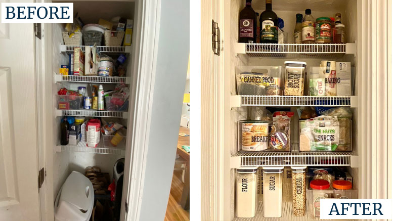 Styled neatly with Kelly McGreevy, before and after pantry