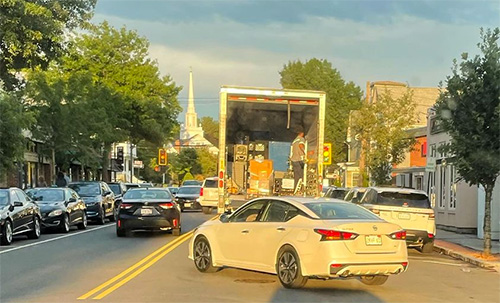 traffic stopping truck in east milton square