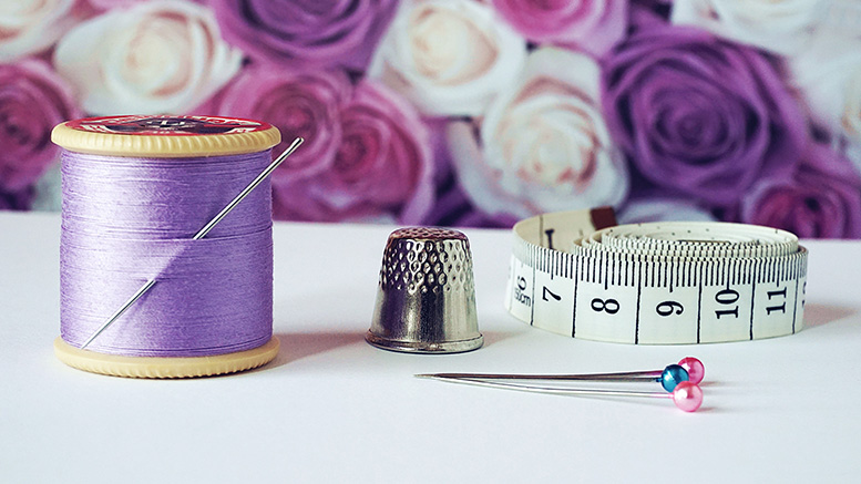 needle thread thimble flowers craft sew